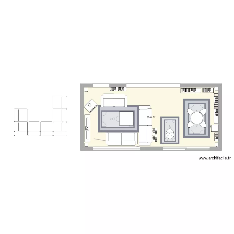 Vignolans-salon. Plan de 1 et 42 m² Vignolans-salon. Plan de 1 et 42 m²