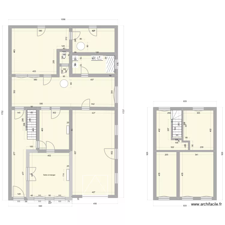 maison Leuze simulation travaux. Plan de 13  et 206 m²