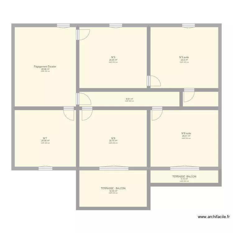 MONT-DEMARSAN  &eacute;tage 1. Plan de 9  et 176 m²