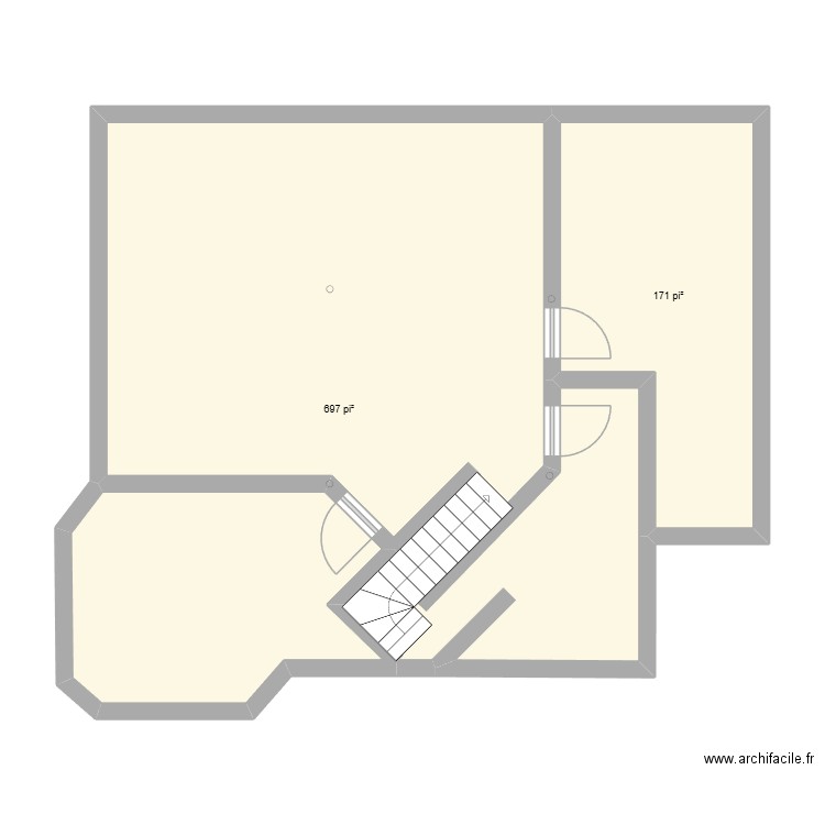 sous sol mur. Plan de 2 pièces et 81 m2