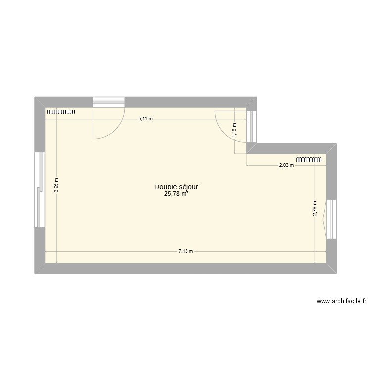 sejour. Plan de 1 pièce et 26 m2