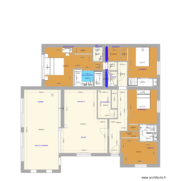 dernière BasCla 2 carrelage. Plan de 23 pièces et 139 m2