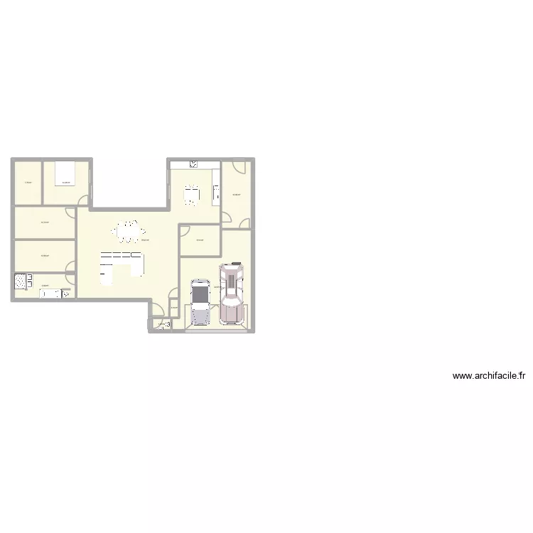 maison en U deux. Plan de 11 pièces et 197 m²