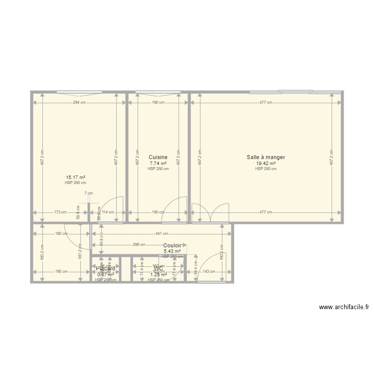 gauduffe. Plan de 7 pièces et 50 m2