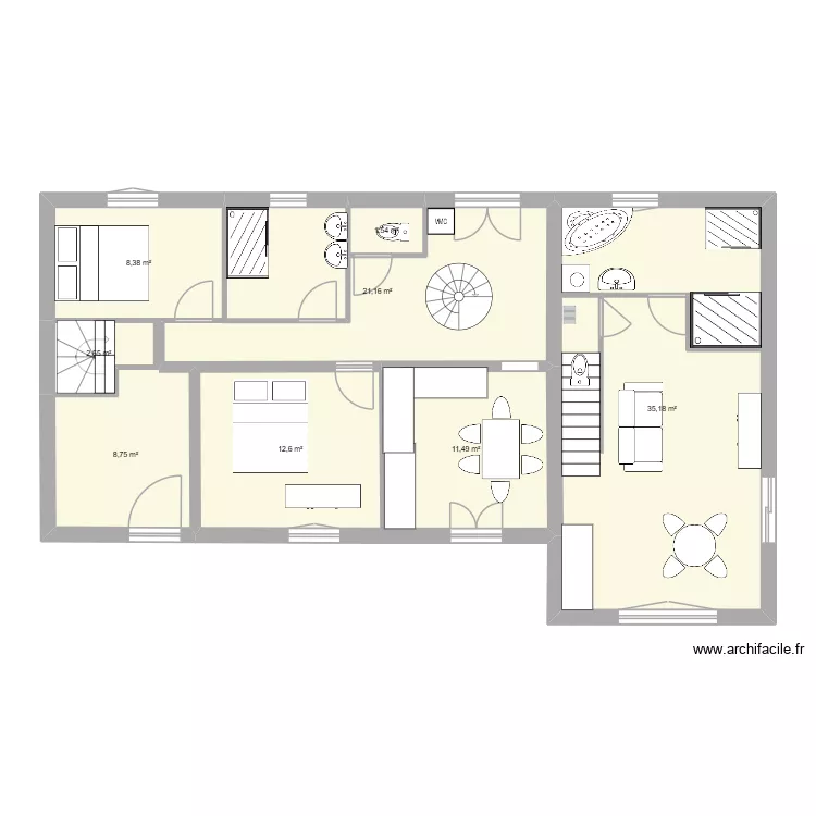 RDC. Plan de 8  et 102 m²