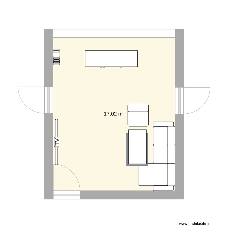 17m2. Plan de 1 pièce et 17 m2