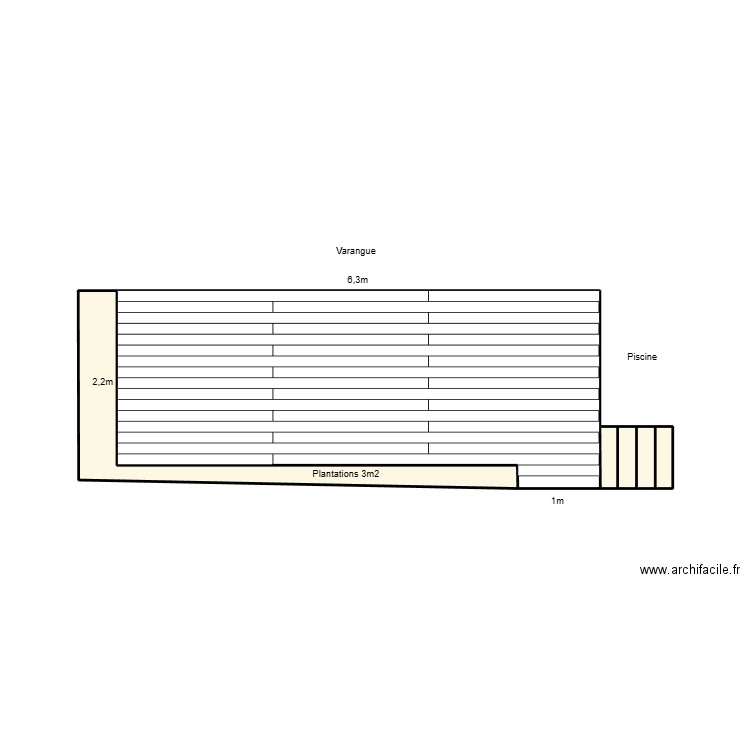 Terrasse. Plan de 6 pièces et 17 m2