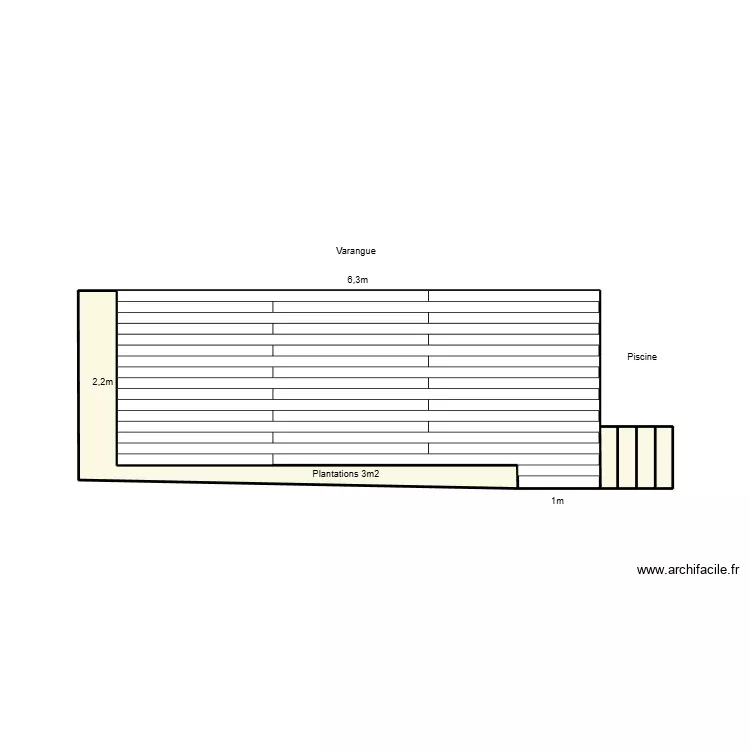 Terrasse. Plan de 6  et 17 m²