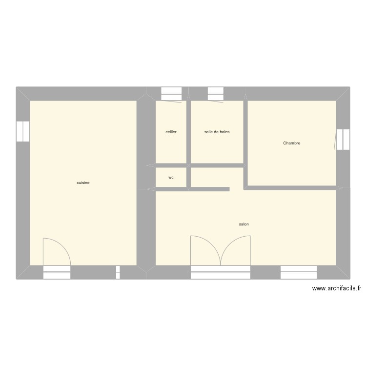 MALLEIN RDC état initial. Plan de 6 pièces et 88 m2