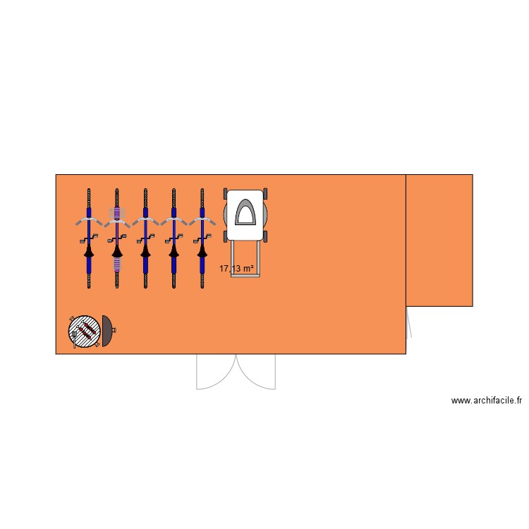 Abris. Plan de 1 pièce et 17 m2