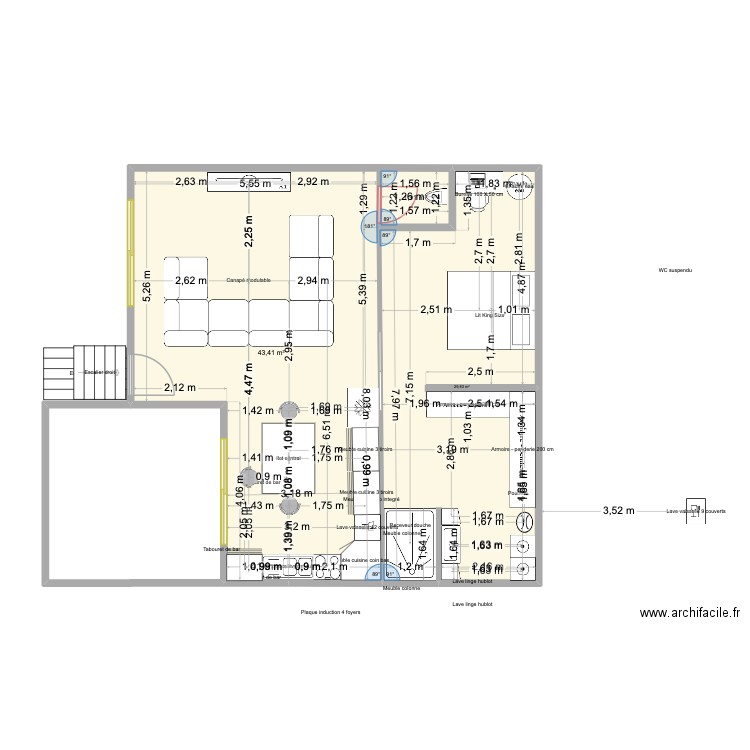 Chez nous. Plan de 3 pièces et 75 m2