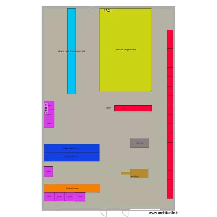 le stock. Plan de 1  et 458 m²