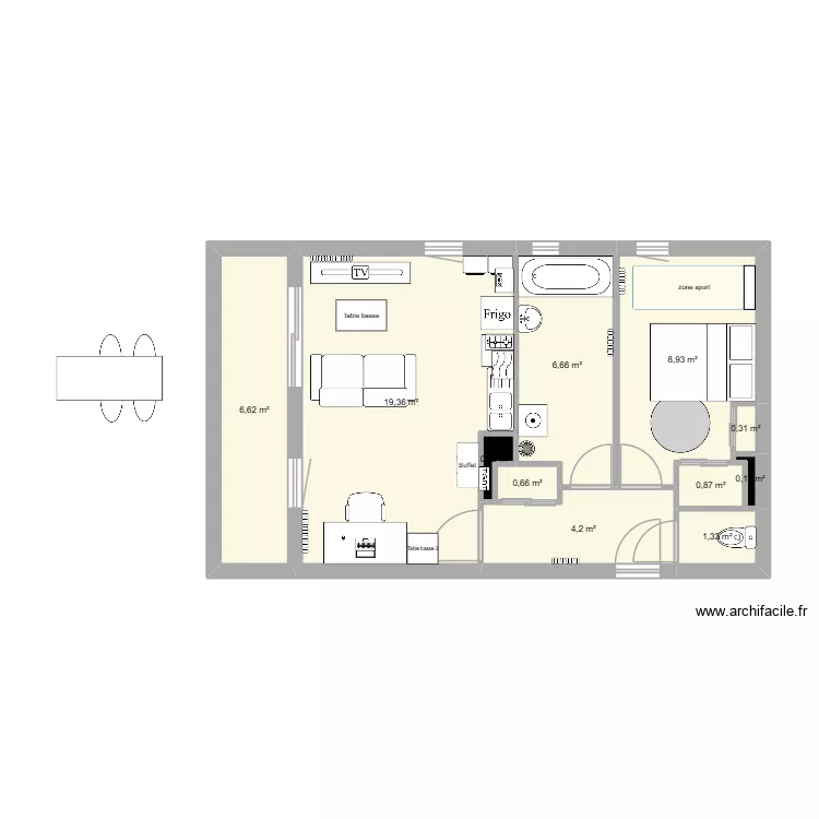 appartement 2. Plan de 11  et 49 m²