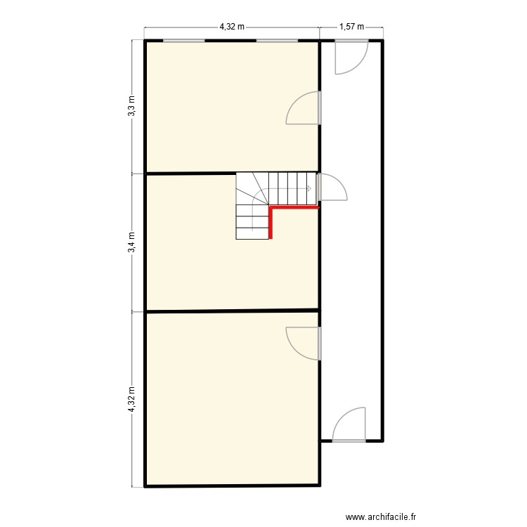 NICOLAS. Plan de 3 pièces et 46 m2