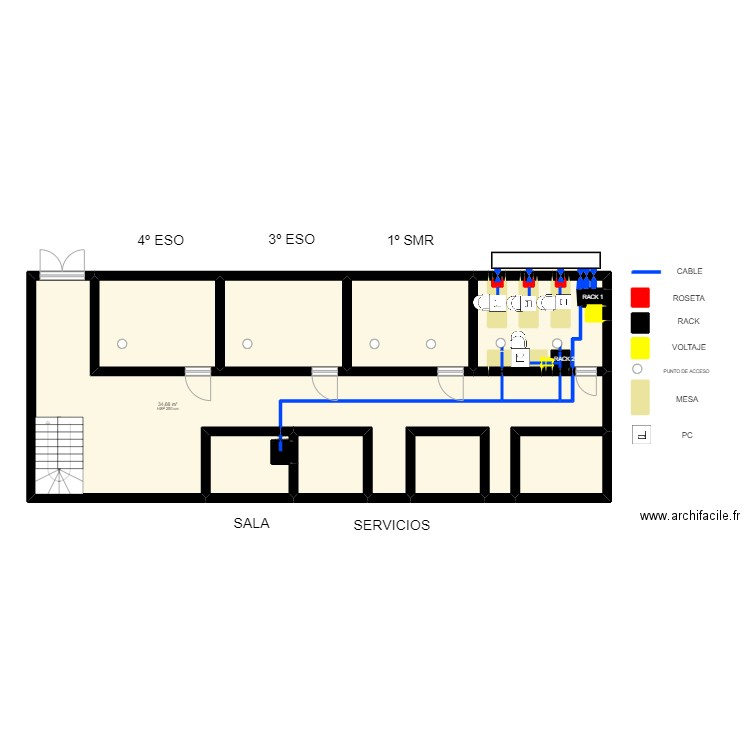 EDIFICIO AZUL CE. Plan de 42 pièces et 110 m2