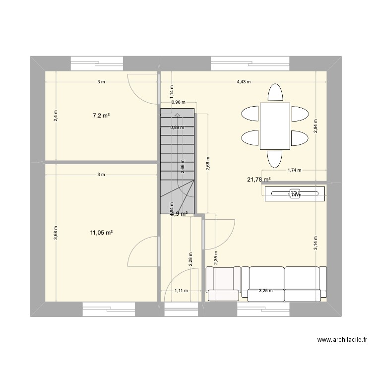 boff. Plan de 4 pièces et 45 m2