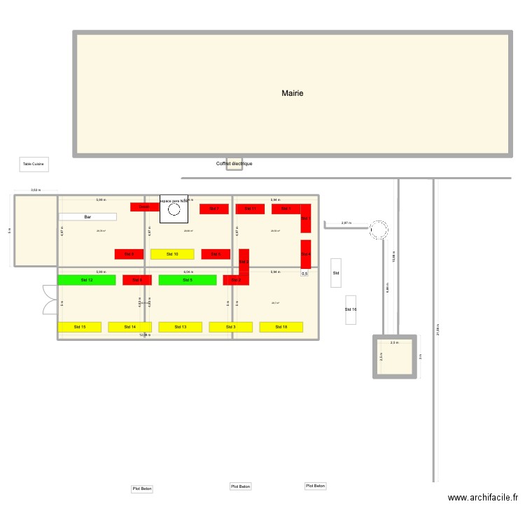 Marché de Noël 2025 v2. Plan de 9 pièces et 450 m2