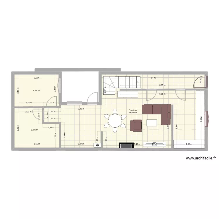 Saint Quentin. Plan de 3  et 76 m²