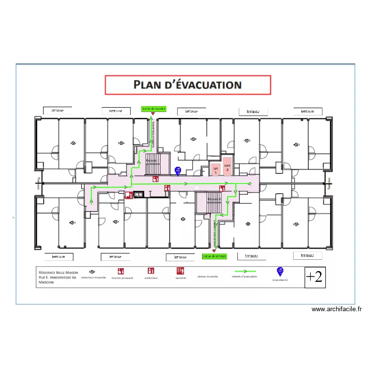 plan evacuation +2 vandervelde. Plan de 