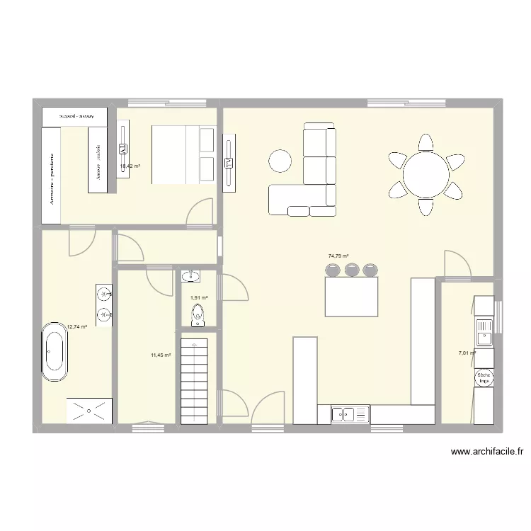 Projet Tancr&eacute;mont 3. Plan de 6  et 126 m²