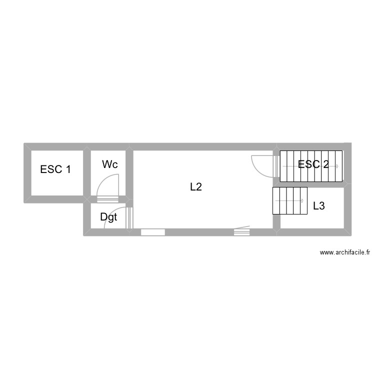 Rdc vivier. Plan de 4 pièces et 26 m2