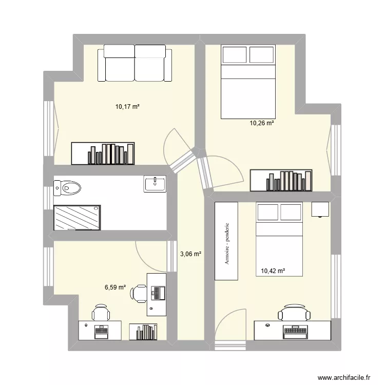Etage. Plan de 5  et 41 m²