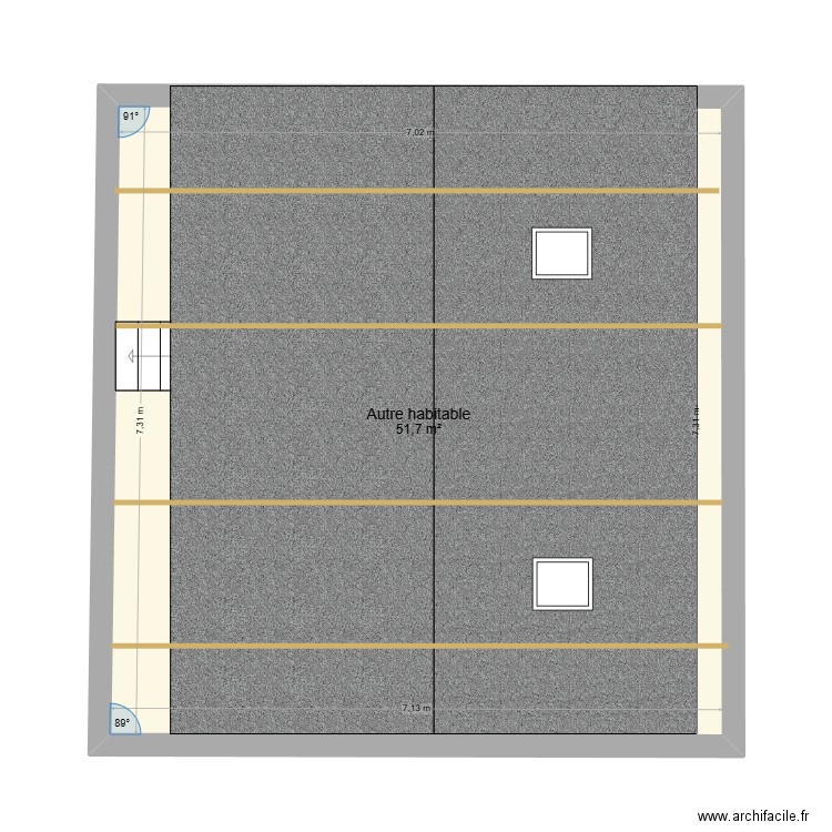 MAISON LE SAINT NIVEAU 3 PIECE SOUS TOIT. Plan de 1 pièce et 52 m2