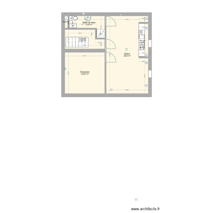 Logements 1er niveau VENDOME. Plan de 5 pièces et 40 m2