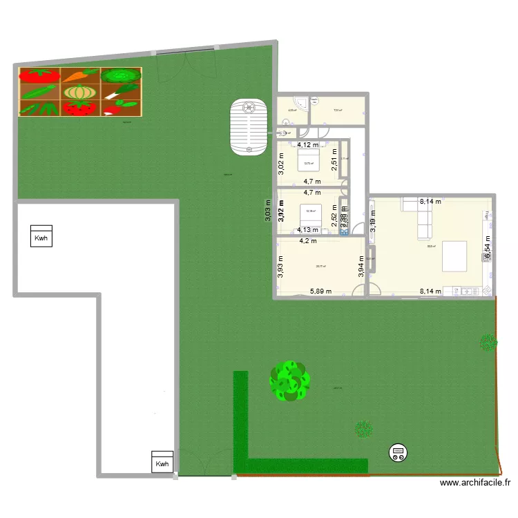 premier travaux 2O. Plan de 10 Pièces et 115 m²