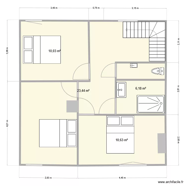num&eacute;ro 6. Plan de 4  et 50 m²