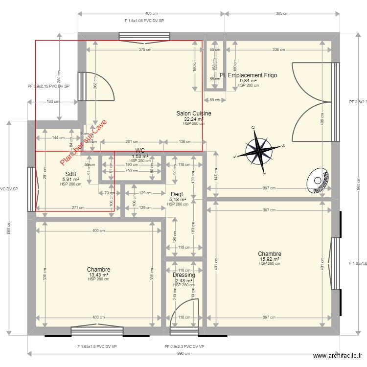 CUADRAT-ZELENKOWITS. Plan de 8 pièces et 78 m2