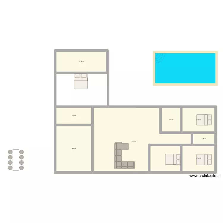 PLAN L. Plan de 8 Pièces et 186 m² PLAN L. Plan de 8 Pièces et 186 m²
