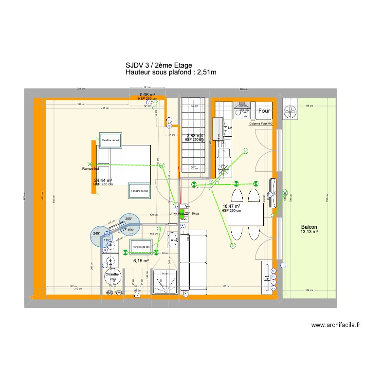 SJDV3 2etage V1 + Isol. Plan de 8 pièces et 66 m2