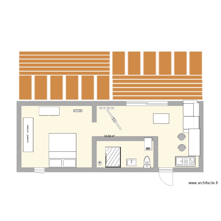 DAVID BRETONNIERE. Plan de 1 pièce et 35 m2