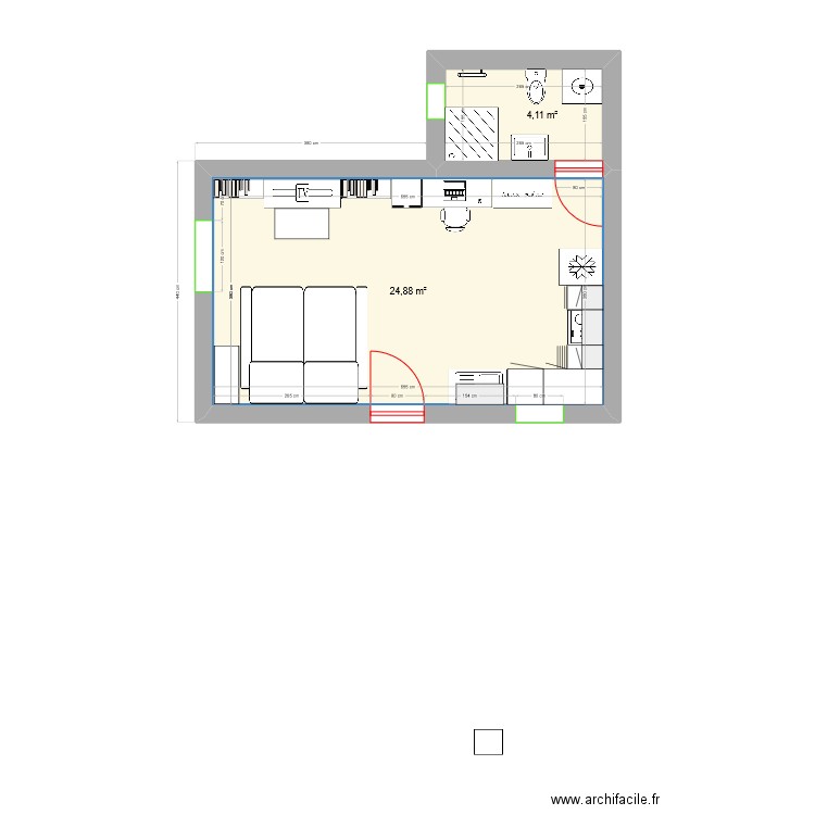 170. Plan de 3 pièces et 19 m2