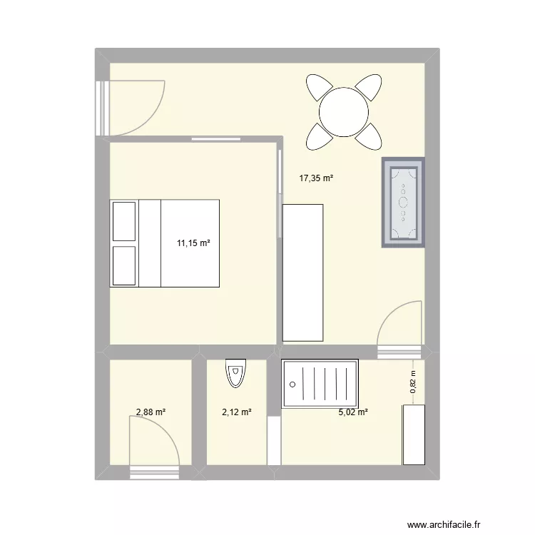 plan gite gauche. Plan de 5  et 39 m²