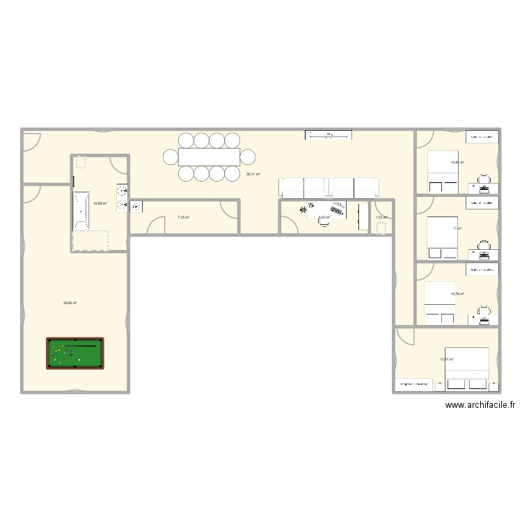 maison 1. Plan de 10 pièces et 165 m2