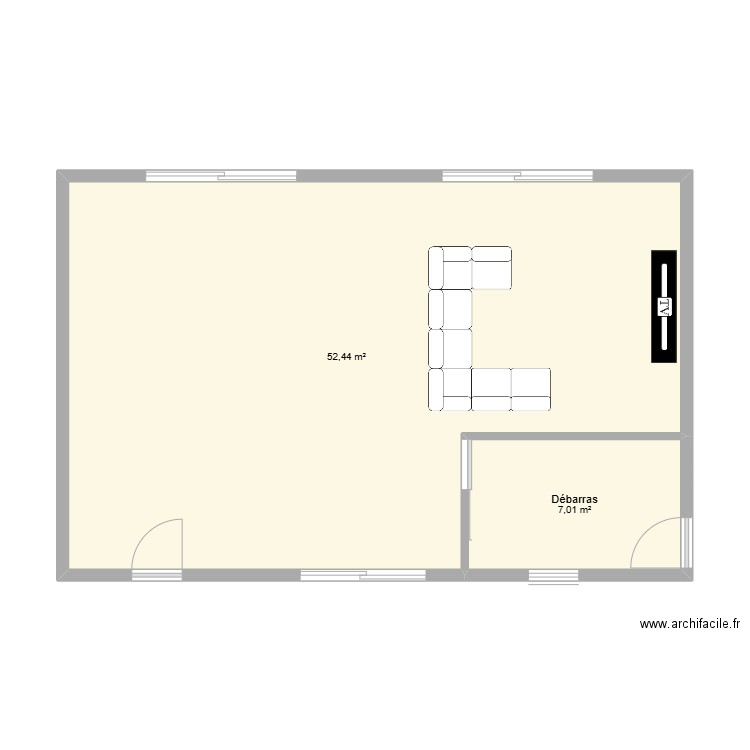 MAISON 2. Plan de 2 pièces et 59 m2