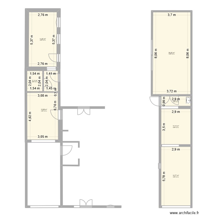 Plan des modifications envisagées. Plan de 7 pièces et 95 m2