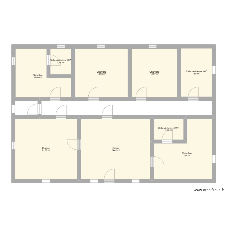 Maison de 150m2. Plan de 9 pièces et 117 m2