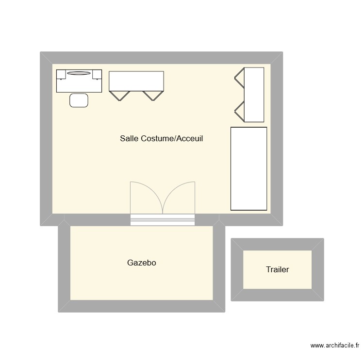 Downstair Gn. Plan de 3 pièces et 22 m2