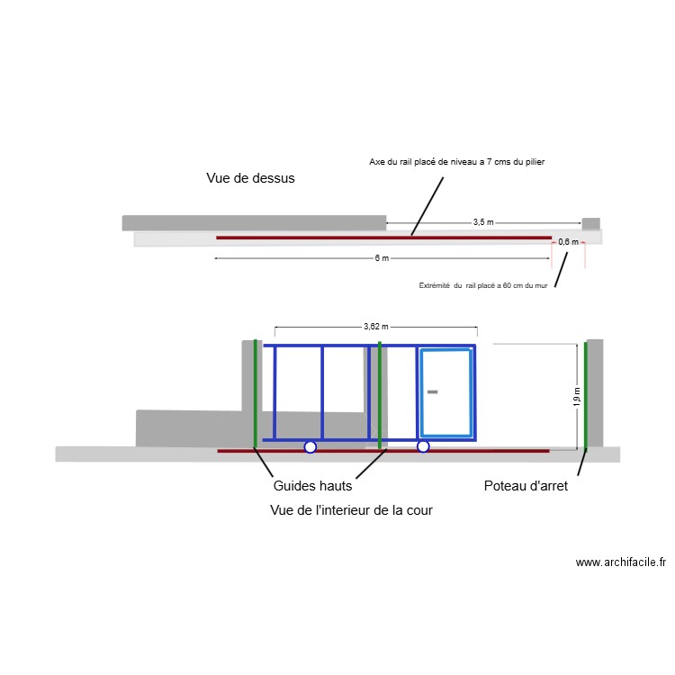 plan pose rail maçonneries 3m50. Plan de 0 pièce et 0 m2