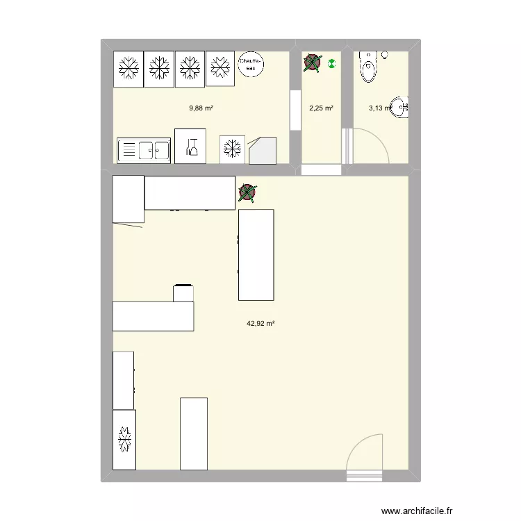 Restaurant 61m2. Plan de Restaurant 61m2. Plan de