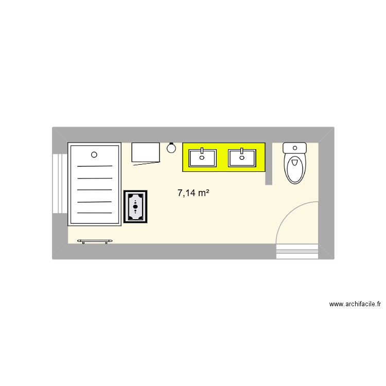 Salle de bain 3. Plan de 1 pièce et 7 m2