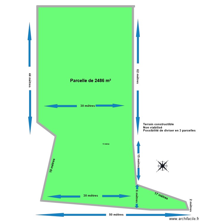 SEDIF 2486 m². Plan de 1 pièce et 476 m2