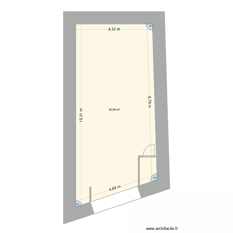 Plan_local. Plan de 1  et 43 m²