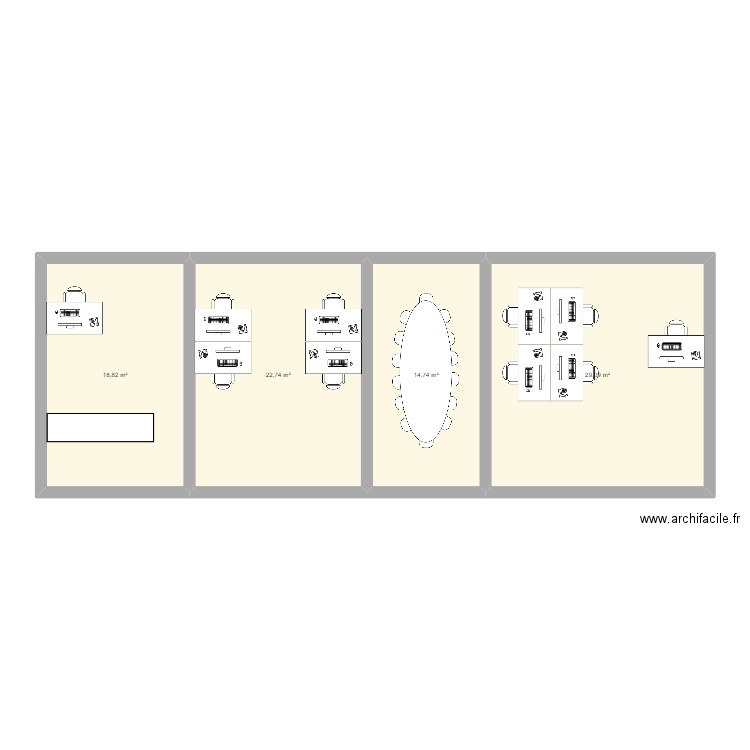 Bureaux UO Services. Plan de 4 pièces et 85 m2
