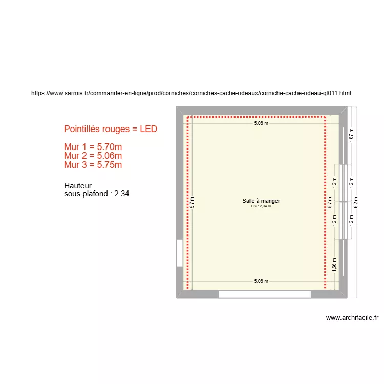 Cimaises Salle &agrave; Manger. Plan de 1  et 29 m²