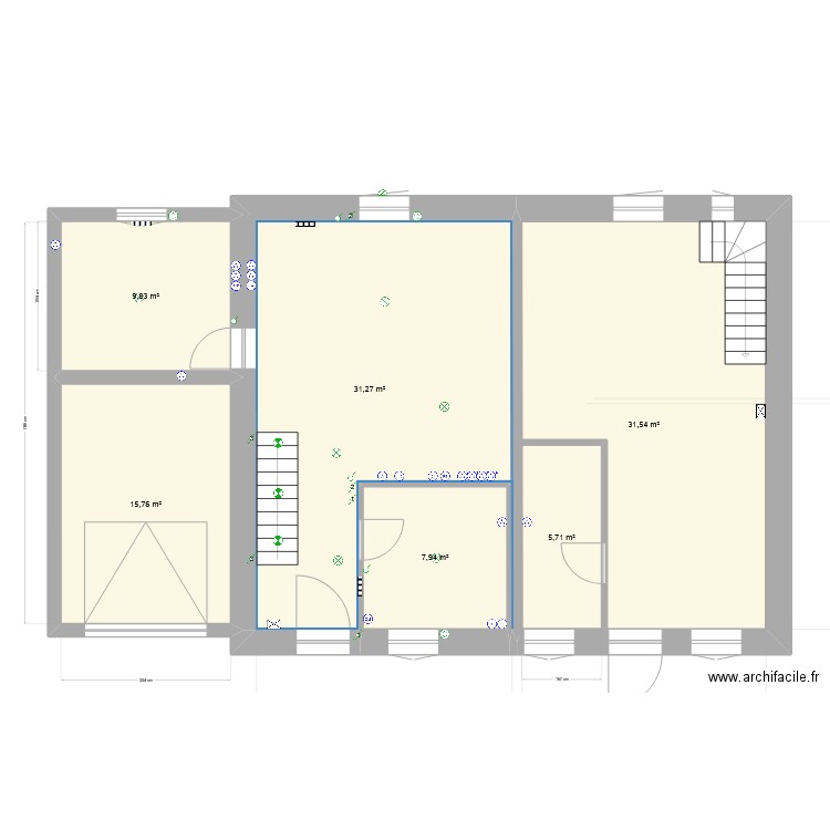 1er etage elec. Plan de 6 pièces et 109 m2