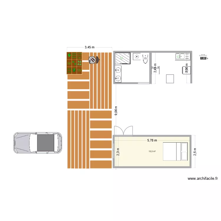 2container6. Plan de 1 et 13 m² 2container6. Plan de 1 et 13 m²